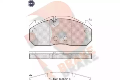 Комплект тормозных колодок R BRAKE RB1040 G